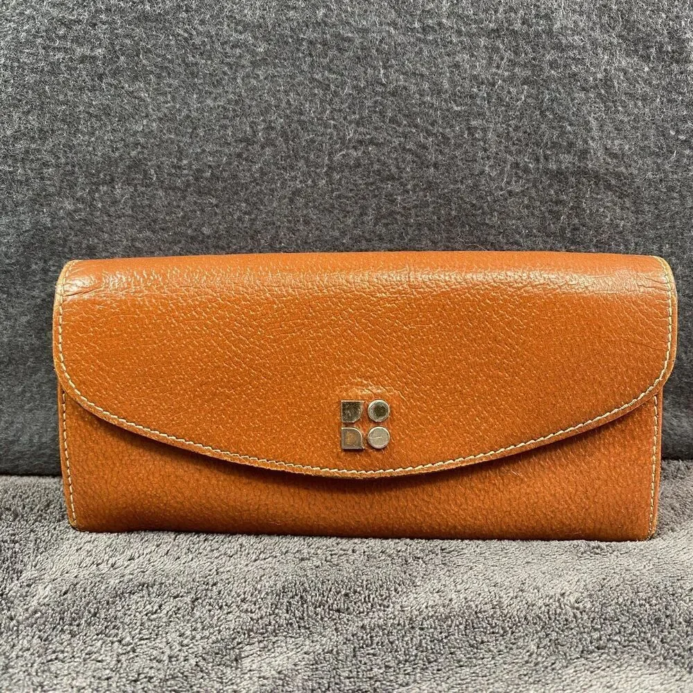 Kate Spade Caramel Brown Long Accordion Leather Flap Wallet Zipped Coin Pocket